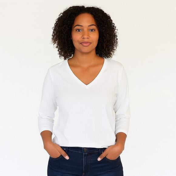 Lark & Ro Tops - Lark & Ro Women's Three Quarter Sleeve V-Neck Blouse Size Large  - NWT